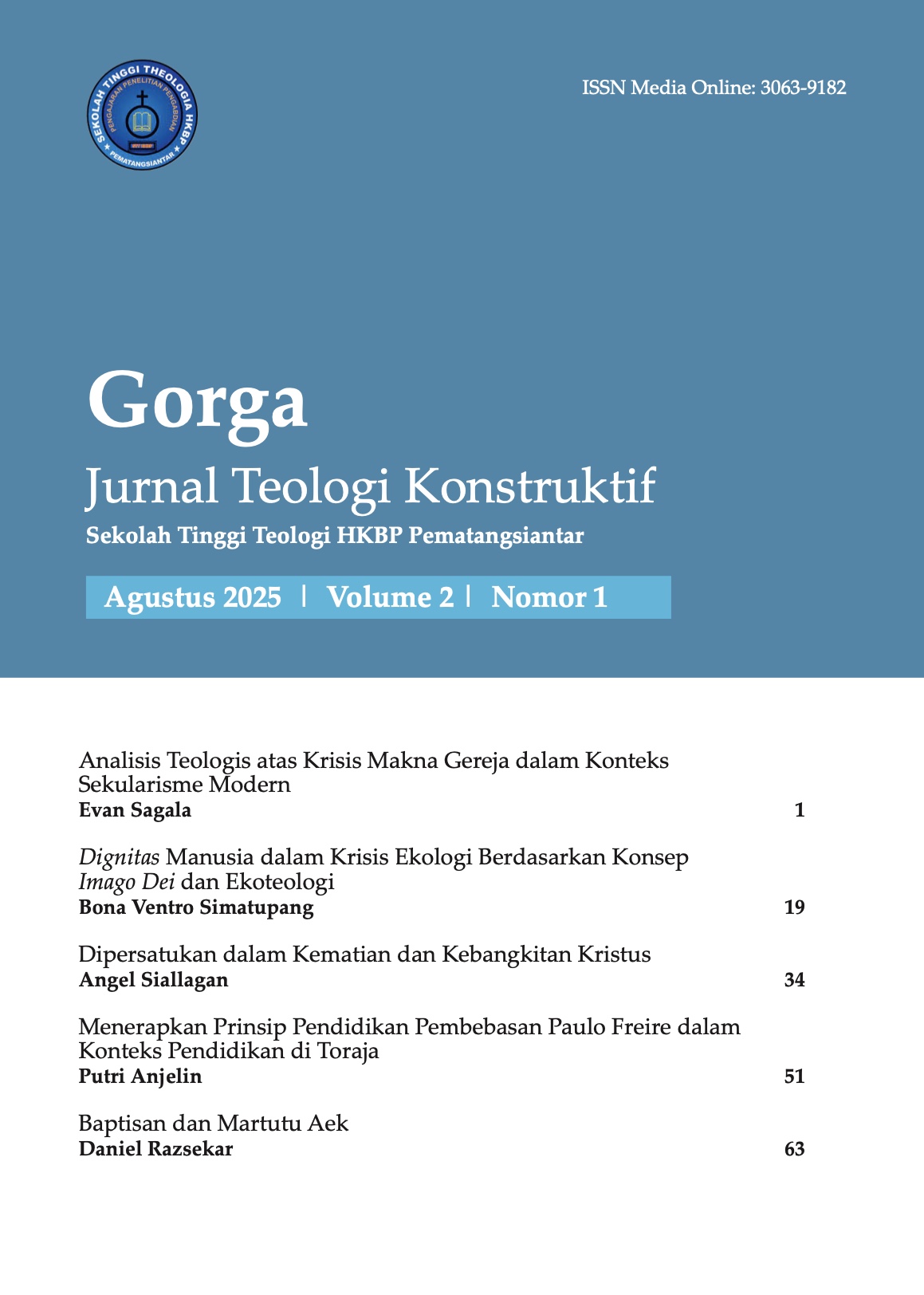					View Vol. 2 No. 1 (2025): Gorga: Journal of Constructive Theology
				